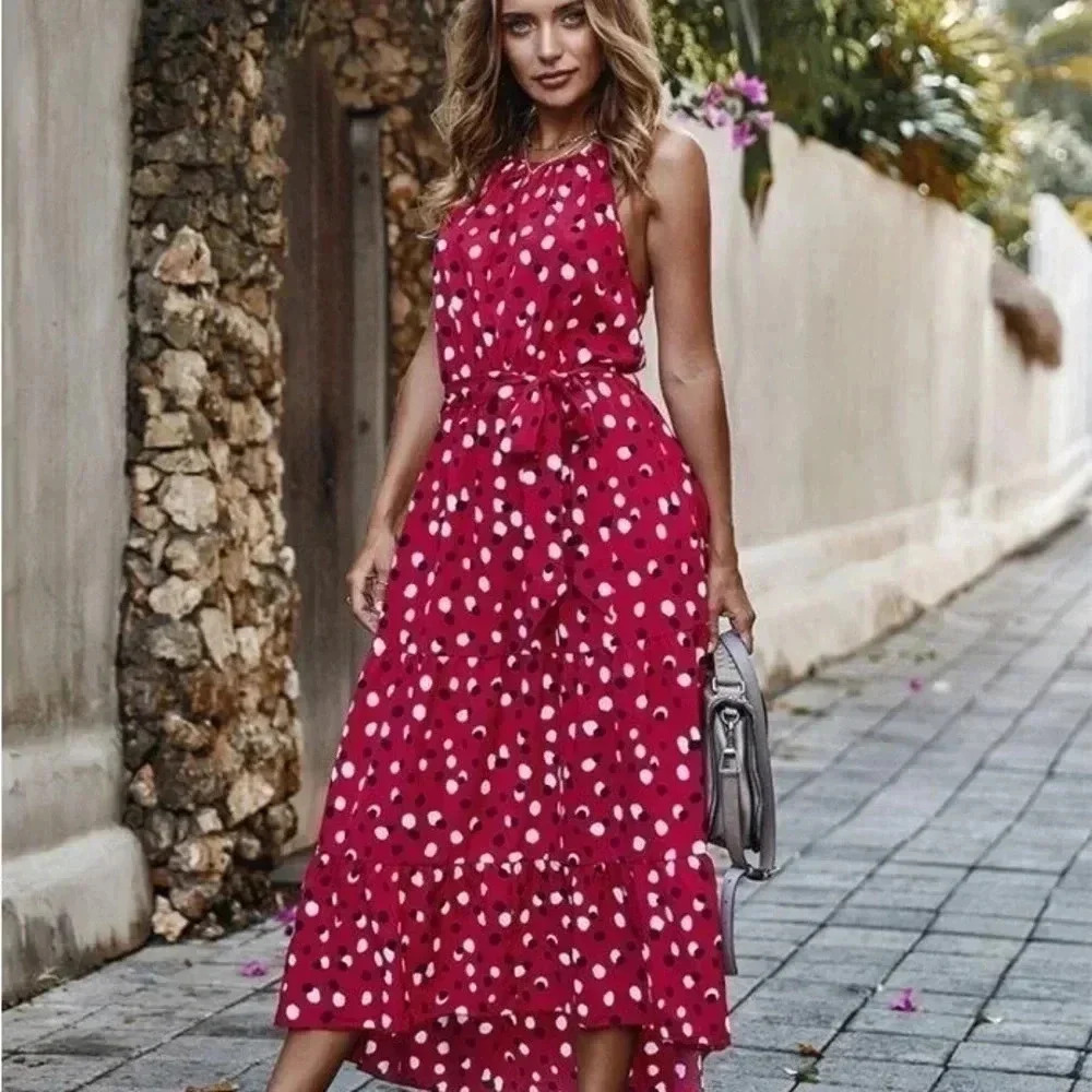 NWT Anna-Kaci Halter Thin Strap Maxi Dress Size Small